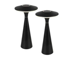 MeineWunschleuchte Akku LED Tischleuchte 2er SET Dimmbar, Für Innen & Außen, Schwarz Höhe 28cm -Bestes Beleuchtungs Geschäft akku led tischleuchte 2er set dimmbar fuer innen a 1