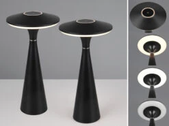 MeineWunschleuchte Akku LED Tischleuchte 2er SET Dimmbar, Für Innen & Außen, Schwarz Höhe 28cm -Bestes Beleuchtungs Geschäft akku led tischleuchte 2er set dimmbar fuer innen a 2