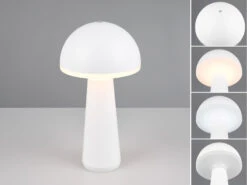 Reality Leuchten Akku LED Tischleuchte FUNGO Kabellos Für Innen & Außen, Weiß - Höhe 30cm -Bestes Beleuchtungs Geschäft akku led tischleuchte fungo kabellos fuer innen au 2