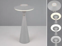 Reality Leuchten Akku LED Tischleuchte TORREZ Dimmbar, Für Innen & Außen, Grau Höhe 28cm -Bestes Beleuchtungs Geschäft akku led tischleuchte torrez dimmbar fuer innen au 13