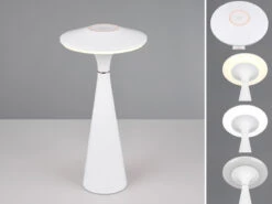Reality Leuchten Akku LED Tischleuchte TORREZ Dimmbar, Für Innen & Außen, Weiß Höhe 28cm -Bestes Beleuchtungs Geschäft akku led tischleuchte torrez dimmbar fuer innen au 2