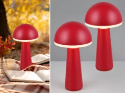 MeineWunschleuchte Akku LED Tischleuchten 2er SET Kabellos Für Innen & Außen, Rot - Höhe 30cm