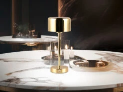 Reality Leuchten Akku Tischleuchte JEFF Per USB Aufladbar, Sensordimmer, Messing Poliert, 30cm -Bestes Beleuchtungs Geschäft akku tischleuchte jeff per usb aufladbar sensordim 20