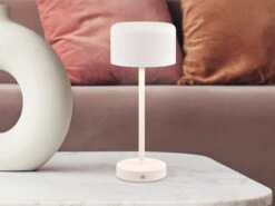Reality Leuchten Akku Tischleuchte JEFF Per USB Aufladbar, Sensordimmer, Weiß, 30cm
