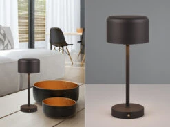 Reality Leuchten Akku Tischleuchte JEFF Per USB Aufladbar, Sensordimmer, Schwarz, 30cm