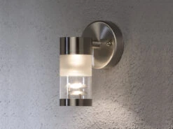 Konstsmide 2er Set Dimmbare Außenwandleuchten BOLZANO Edelstahl, Fassadenbeleuchtung Modern -Bestes Beleuchtungs Geschäft ambientebild 2