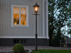 Konstsmide 2er Set Straßenlaterne / Mastleuchte VIRGO, Höhe 255 Cm, E27, Alu Schwarz -Bestes Beleuchtungs Geschäft ambientebild garten