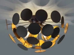 Trio Leuchten Ausgefallene Deckenleuchte DISCALGO Lampenschirm Schwarz-Gold, Ø 54cm 12 Trio Leuchten Ausgefallene Deckenleuchte DISCALGO Lampenschirm Schwarz-Gold, Ø 54cm -Bestes Beleuchtungs Geschäft ausgefallene deckenleuchte discalgo lampenschirm s 3