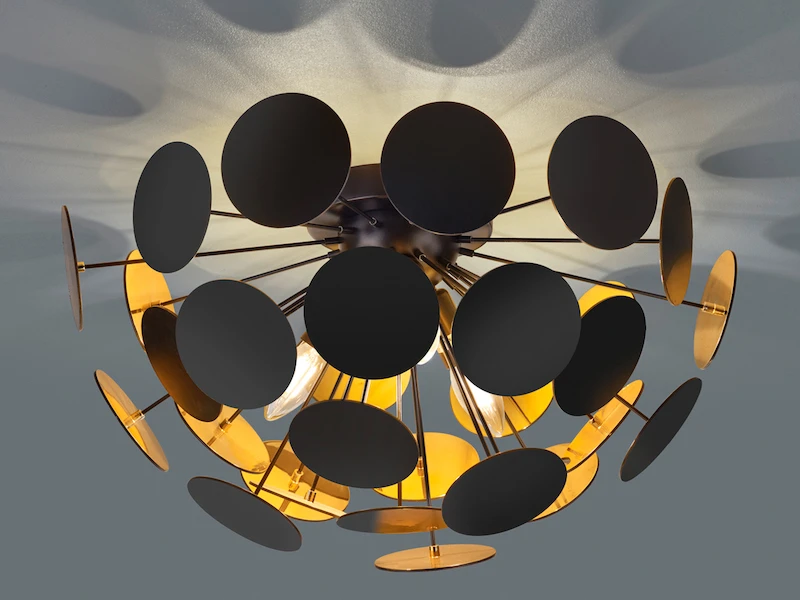 Trio Leuchten Ausgefallene Deckenleuchte DISCALGO Lampenschirm Schwarz-Gold, Ø 54cm 6 Trio Leuchten Ausgefallene Deckenleuchte DISCALGO Lampenschirm Schwarz-Gold, Ø 54cm – Bild 4