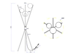 Trio Leuchten Ausgefallene Dreibein Stehleuchte LANCE Mit Rauchglaskugeln & Fußschalter -Bestes Beleuchtungs Geschäft ausgefallene dreibein stehleuchte lance mit rauchg 6
