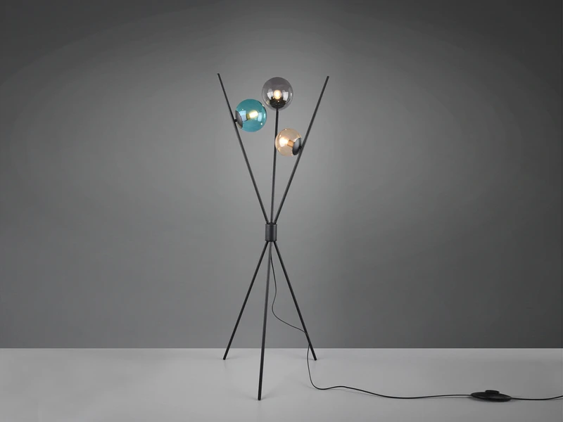 Trio Leuchten Ausgefallene LED Dreibein Stehleuchte Mit Bunten Glaskugeln & Fußschalter 5 Trio Leuchten Ausgefallene LED Dreibein Stehleuchte Mit Bunten Glaskugeln & Fußschalter – Bild 3