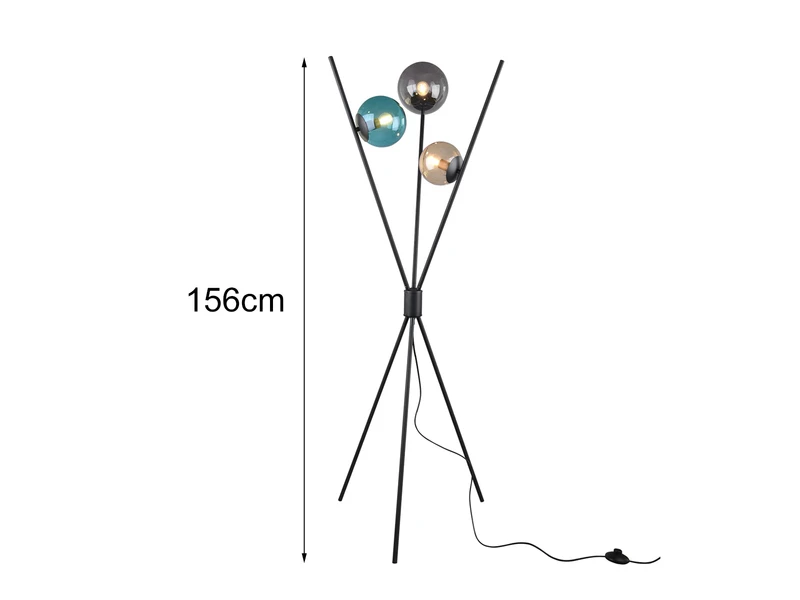 Trio Leuchten Ausgefallene LED Dreibein Stehleuchte Mit Bunten Glaskugeln & Fußschalter 6 Trio Leuchten Ausgefallene LED Dreibein Stehleuchte Mit Bunten Glaskugeln & Fußschalter – Bild 4