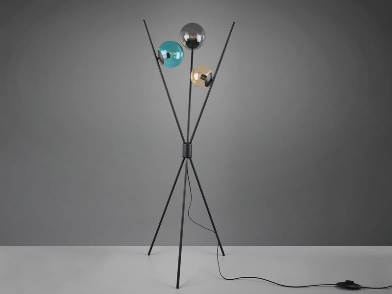 Trio Leuchten Ausgefallene LED Dreibein Stehleuchte Mit Bunten Glaskugeln & Fußschalter 8 Trio Leuchten Ausgefallene LED Dreibein Stehleuchte Mit Bunten Glaskugeln & Fußschalter – Bild 6