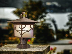 MeineWunschleuchte Ausgefallene LED Sockelleuchte Im Antiken Laternenlook, Höhe 42cm