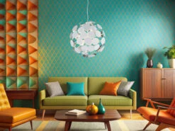 Trio Leuchten Ausgefallene Pendelleuchte DISCALGO Lampenschirm Weiß-Silber Ø 54cm