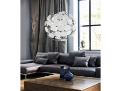 Trio Leuchten Ausgefallene Pendelleuchte DISCALGO Lampenschirm Weiß-Silber Ø 54cm -Bestes Beleuchtungs Geschäft ausgefallene pendelleuchte discalgo lampenschirm w 4