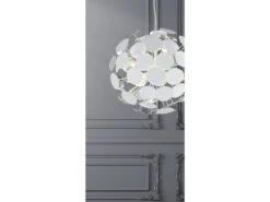 Trio Leuchten Ausgefallene Pendelleuchte DISCALGO Lampenschirm Weiß-Silber Ø 54cm -Bestes Beleuchtungs Geschäft ausgefallene pendelleuchte discalgo lampenschirm w 5