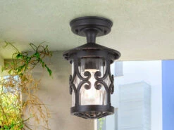 Elstead Lighting Außen Deckenlaterne HEREFORD Aus Alu Im Landhausstil, Schwarz Höhe 26cm