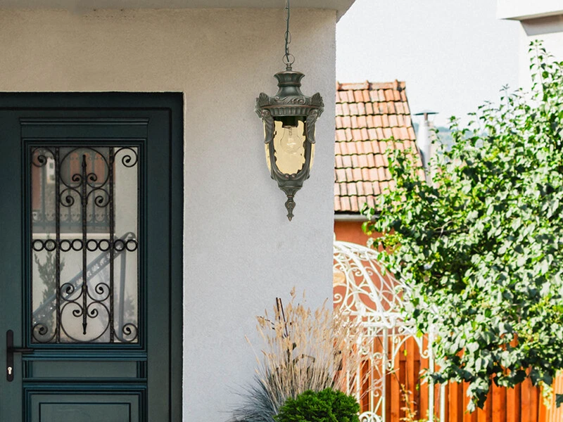 Elstead Lighting Außen Hängeleuchte PHILADELPHIA Jugendstil Mit Amberglas, Ø19cm 7 Elstead Lighting Außen Hängeleuchte PHILADELPHIA Jugendstil Mit Amberglas, Ø19cm – Bild 5