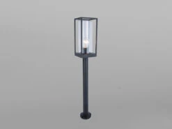 Lutec Außen Wegeleuchte FLAIR Laternenoptik In Schwarz Mit Glas, Höhe 75 Cm -Bestes Beleuchtungs Geschäft aussen wegeleuchte flair laternenoptik in schwarz 1 2