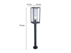 Lutec Außen Wegeleuchte FLAIR Laternenoptik In Schwarz Mit Glas, Höhe 75 Cm -Bestes Beleuchtungs Geschäft aussen wegeleuchte flair laternenoptik in schwarz 1 3