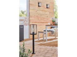 Lutec Außen Wegeleuchte FLAIR Laternenoptik In Schwarz Mit Glas, Höhe 75 Cm -Bestes Beleuchtungs Geschäft aussen wegeleuchte flair laternenoptik in schwarz 1 4