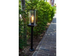 Lutec Außen Wegeleuchte FLAIR Laternenoptik In Schwarz Mit Glas, Höhe 75 Cm -Bestes Beleuchtungs Geschäft aussen wegeleuchte flair laternenoptik in schwarz 1 5