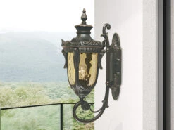 Elstead Lighting Außenwandlaterne PHILADELPHIA Jugendstil Mit Amberglas, Höhe 53cm