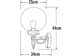 Konstsmide Außenwandleuchte ORION Aluminium Schwarz Mit Glaskugel, Höhe 44cm -Bestes Beleuchtungs Geschäft aussenwandleuchte orion aluminium schwarz mit glas 2