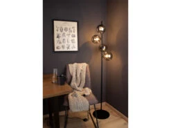 MeineWunschleuchte Außergewöhnliche LED Stehleuchte Schwarz - Glaskugeln Rauchglas, 160cm -Bestes Beleuchtungs Geschäft aussergewoehnliche led stehleuchte schwarz glaskug 2