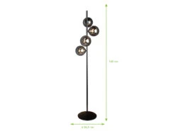 MeineWunschleuchte Außergewöhnliche LED Stehleuchte Schwarz - Glaskugeln Rauchglas, 160cm -Bestes Beleuchtungs Geschäft aussergewoehnliche led stehleuchte schwarz glaskug 3