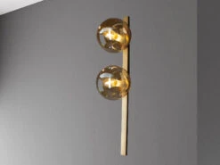 MeineWunschleuchte Außergewöhnliche LED Wandlampe Messing 2 Flammig - Glaskugel Amber -Bestes Beleuchtungs Geschäft aussergewoehnliche led wandlampe messing 2 flammig 2