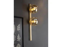 MeineWunschleuchte Außergewöhnliche LED Wandlampe Messing 2 Flammig - Glaskugel Amber -Bestes Beleuchtungs Geschäft aussergewoehnliche led wandlampe messing 2 flammig 4