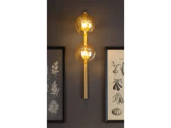 MeineWunschleuchte Außergewöhnliche LED Wandlampe Messing 2 Flammig - Glaskugel Amber -Bestes Beleuchtungs Geschäft aussergewoehnliche led wandlampe messing 2 flammig 6