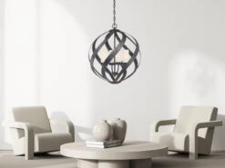 MeineWunschleuchte Außergewöhnliche Pendelleuchte Für Innen & Außen, 4-flammig Ø50cm