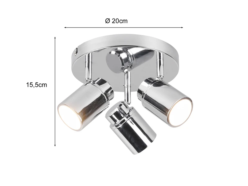 Trio Leuchten Badezimmerlampe ANGELO Deckenstrahler 3 Flammig Rund Schwenkbar Chrom 6 Trio Leuchten Badezimmerlampe ANGELO Deckenstrahler 3 Flammig Rund Schwenkbar Chrom – Bild 4