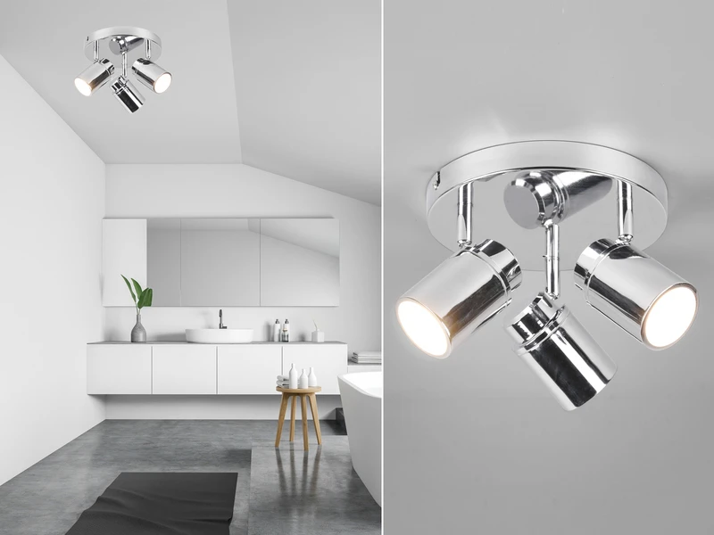 Trio Leuchten Badezimmerlampe ANGELO Deckenstrahler 3 Flammig Rund Schwenkbar Chrom 3 Trio Leuchten Badezimmerlampe ANGELO Deckenstrahler 3 Flammig Rund Schwenkbar Chrom