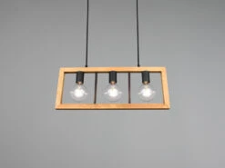 Trio Leuchten Balken Pendelleuchte AGRA 3 Flammig Schwarz Mit Holzbalken Breite 60cm -Bestes Beleuchtungs Geschäft balken pendelleuchte agra 3 flammig schwarz mit ho 6
