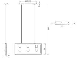Trio Leuchten Balken Pendelleuchte AGRA 3 Flammig Schwarz Mit Holzbalken Breite 60cm -Bestes Beleuchtungs Geschäft balken pendelleuchte agra 3 flammig schwarz mit ho 7