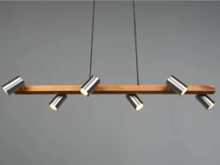 Trio Leuchten Balkenpendelleuchte MARLEY 6-flammig Mit Holzbalken Breite 115 Cm Silber -Bestes Beleuchtungs Geschäft balkenpendelleuchte marley 6 flammig mit holzbalke 5