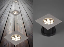 Trio Leuchten Bodeneinbauspot BELAJA Eckig Edelstahl 16,5cm IP65 - Belastbar Bis 2.000kg