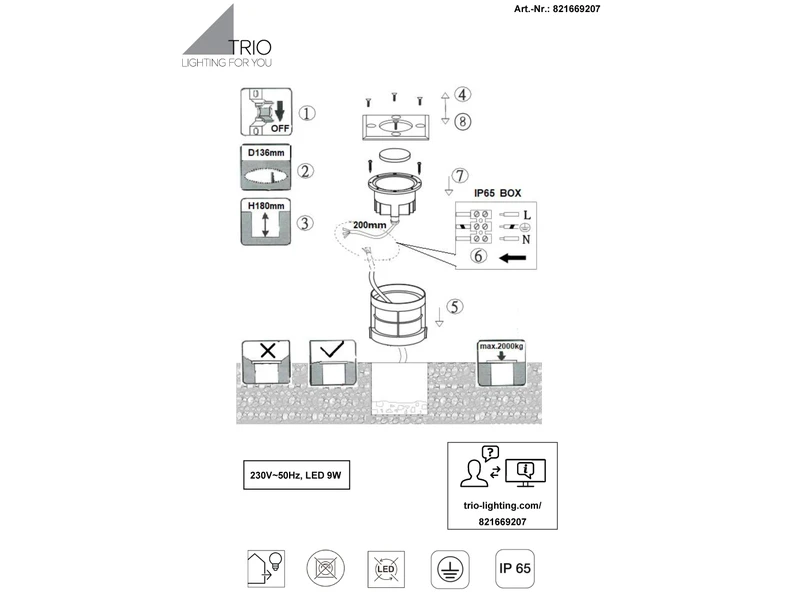 Trio Leuchten Bodeneinbauspot BELAJA Eckig Edelstahl 16,5cm IP65 - Belastbar Bis 2.000kg 11 Trio Leuchten Bodeneinbauspot BELAJA Eckig Edelstahl 16,5cm IP65 - Belastbar Bis 2.000kg – Bild 9