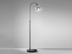 Fischer & Honsel Bogenlampe AMOS Schwarz Mit Rauchglas - Höhenverstellbar 105-140cm -Bestes Beleuchtungs Geschäft bogenlampe amos schwarz mit rauchglas hoehenverste 2