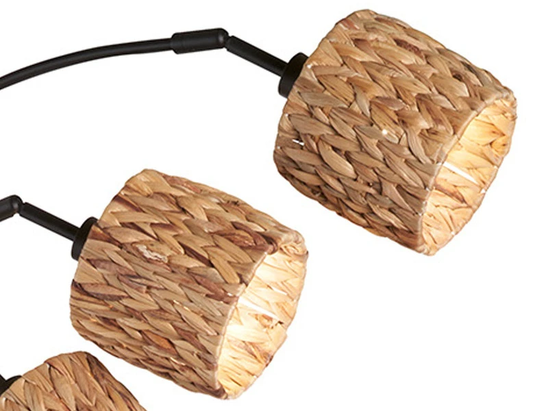 Fischer & Honsel Bogenlampe HYAZINTHE 5flammig 190cm Groß, Metall Schwarz Lampenschirme Seegras 7 Fischer & Honsel Bogenlampe HYAZINTHE 5flammig 190cm Groß, Metall Schwarz Lampenschirme Seegras – Bild 5