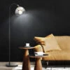 MeineWunschleuchte Bogenlampe Schwarz Mit Rauchglas & Deko LED - Höhenverstellbar 105-140cm -Bestes Beleuchtungs Geschäft bogenlampe schwarz mit rauchglas deko led hoehenve