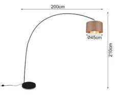 Trio Leuchten Bogenleuchte MANSUR Metall Schwarz Stoff Lampenschirm Taupe, 210cm Hoch -Bestes Beleuchtungs Geschäft bogenleuchte mansur metall schwarz stoff lampensch 2