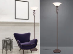 MeineWunschleuchte Deckenfluter Landhaus 2-flammig Mit LED Dimmbar, Rostoptik & Glas, Höhe 180cm