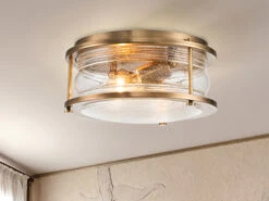 KICHLER Deckenleuchte ASHLAND BAY In Messing Für Badezimmer & Wohnraum, Ø30,5cm