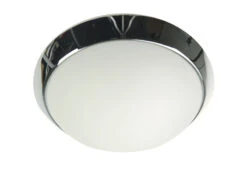 Niermann Deckenleuchte / Deckenschale Rund, Opalglas Matt, Dekorring Chrom, Ø 30cm