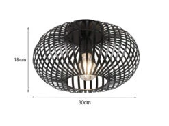 Trio Leuchten Deckenleuchte JOHANN Gitter Lampenschirm Metall In Schwarz Ø 30cm -Bestes Beleuchtungs Geschäft deckenleuchte johann gitter lampenschirm metall in 3